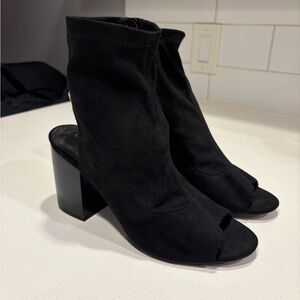 Black Peep-Toe Ankle Boots